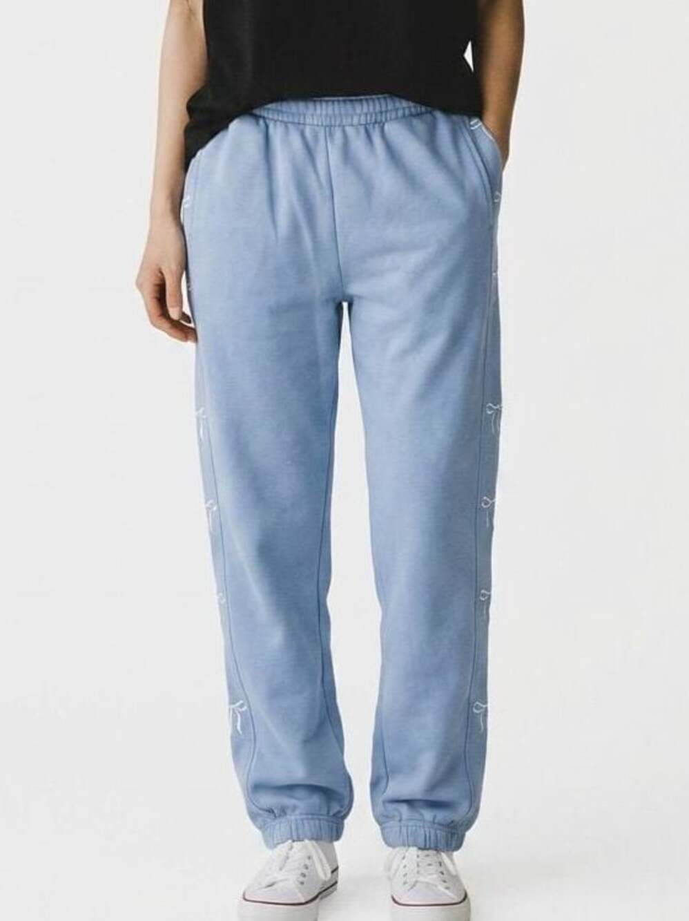 Pink rose bow Sweatpants in Light Blue Sz xl